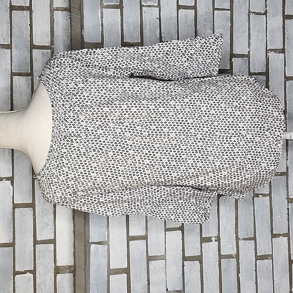 Nwt Basic Editions 3/4 Sleeve Button Up Black And… - image 5